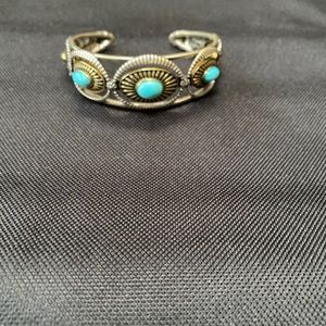 Fritz Casuse Sterling/Brass Turquoise Average Cuff